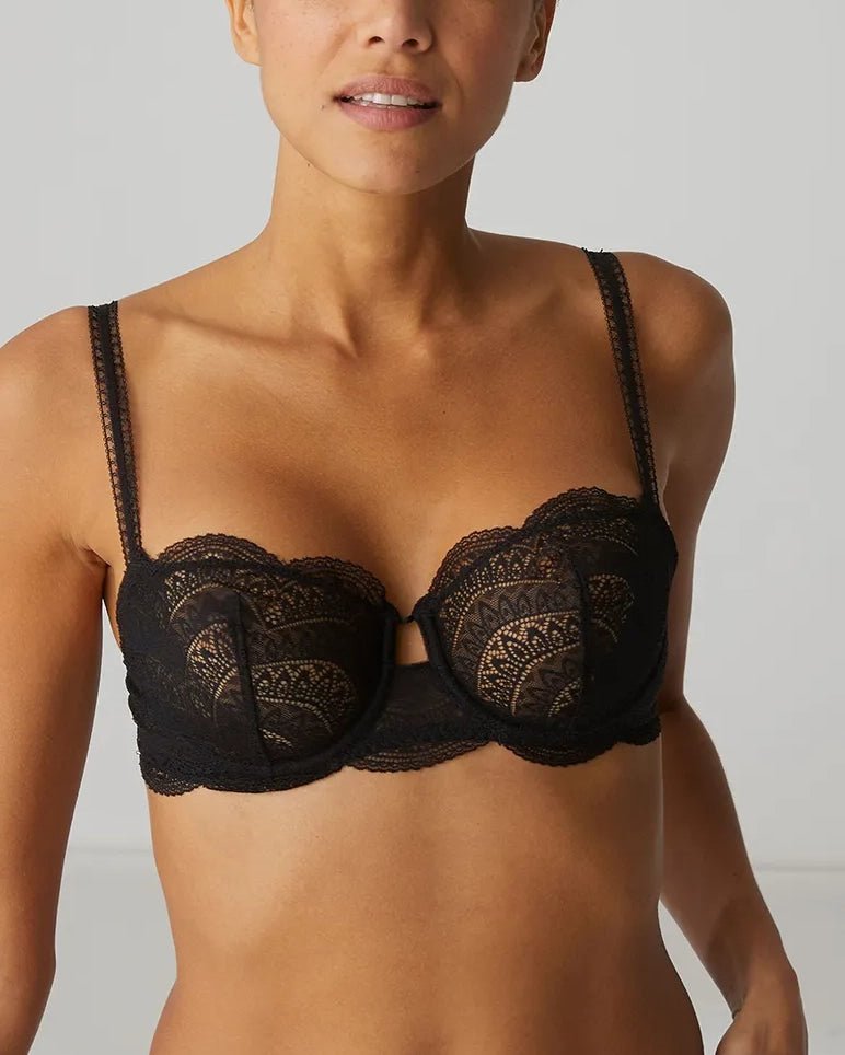 UnVeiled by Felina | Candy Unlined Demi Cup Bra | Stretch Lace w/ Satin  Underlay (Mocha, 32D)