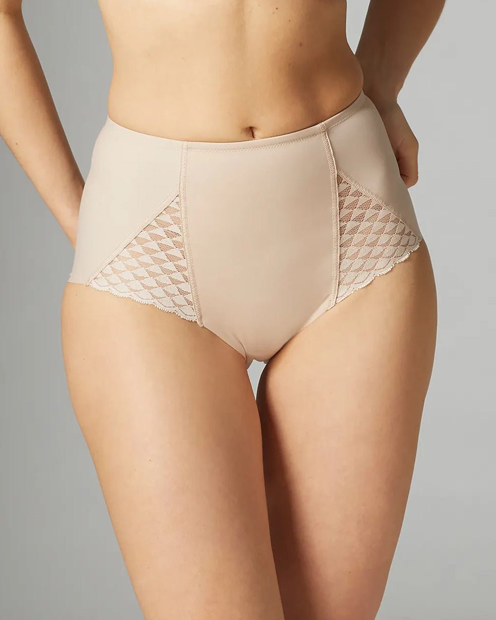 High-Waisted Lace Tummy Control Brief –